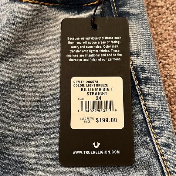 Womens size 24 True religion jeans new with tags - Picture 2 of 7